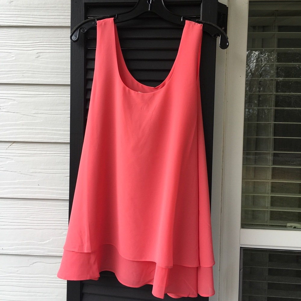 Beautiful coral sleeveless tiered top